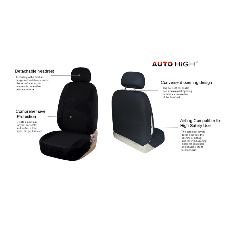 AUTO HIGH Universalūs automatiniai sėdynių užvalkalai, skirti automobiliniams sunkvežimiams visureigiams, 5 vietų priekiniams ir galiniams apsauginiams komplektams - juodi