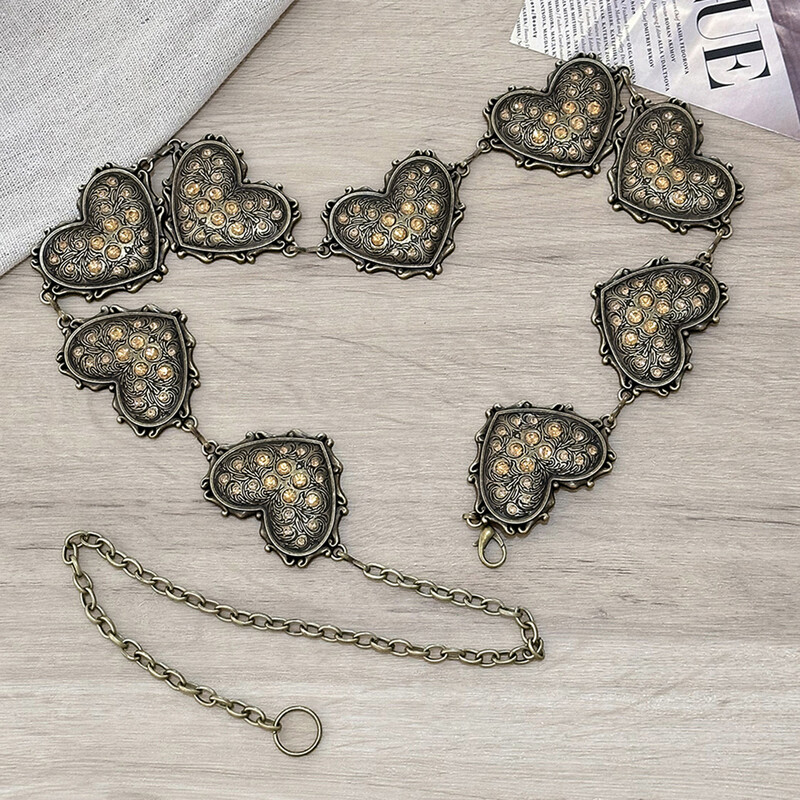 Europa și Statele Unite ale Americii retro set inimă diamant moda personalitate talie lanț