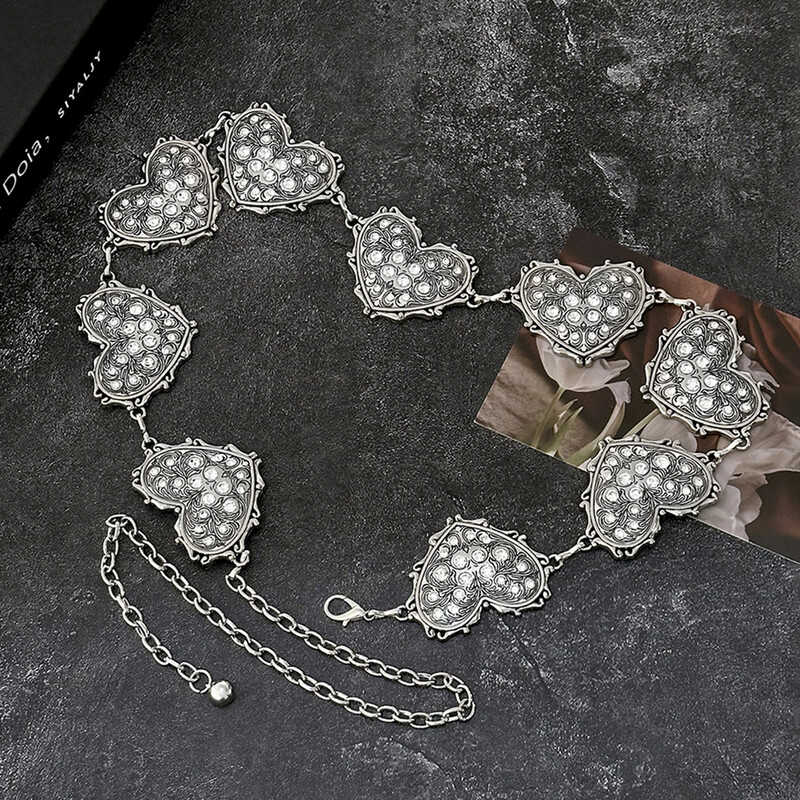 Europa și Statele Unite ale Americii retro set inimă diamant moda personalitate talie lanț