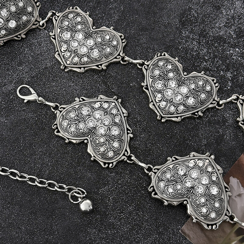 Europa și Statele Unite ale Americii retro set inimă diamant moda personalitate talie lanț