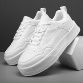 Toamna 2023, noi, alb, ocazional, pantofi cu talpă groasă, pentru bărbați, cu fund plat, versatil, cu șireturi, pantofi înalți, mărimea 39-45