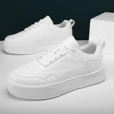 Toamna 2023, noi, alb, ocazional, pantofi cu talpă groasă, pentru bărbați, cu fund plat, versatil, cu șireturi, pantofi înalți, mărimea 39-45