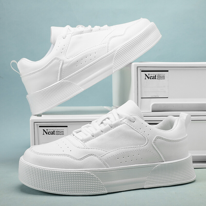 Toamna 2023, noi, alb, ocazional, pantofi cu talpă groasă, pentru bărbați, cu fund plat, versatil, cu șireturi, pantofi înalți, mărimea 39-45