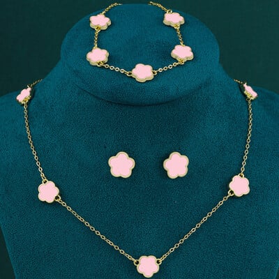 Френско черно кубче Модно колие с цирконий Пръстен Гривна Комплект бижута Момичета Годишнина Сватба Свети Валентин Идеален подарък