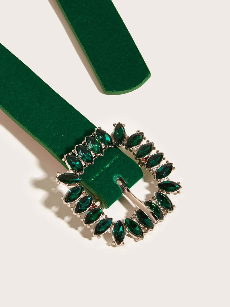 1 buc. Four Seasons Ladies Y2K Crystal Cataramă pătrată PU cu catifea culoare solidă curea rochie elegantă