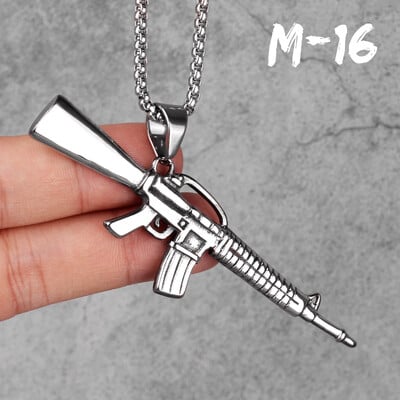 AK47 Gun Long Vyriški karoliai pakabukai grandininiai punk madingi vaikinui, nerūdijančio plieno papuošalai, kūrybiškumo dovanos didmeninė prekyba