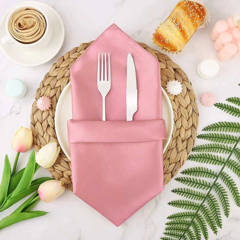 10db Szatén szalvéta 43cm*43cm Tálaló asztaldísz Törölköző Esküvőre Otthon Hotel karácsonyi dekor Asztali szalvéták Zöld