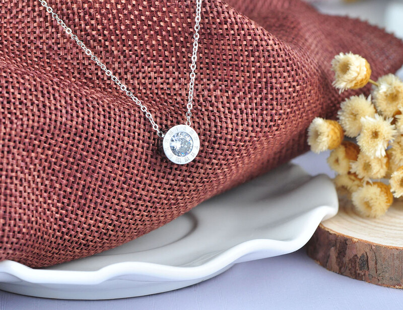 ZooMango cifre romane zirconiu cubic pandantiv colier cercei inel seturi de bijuterii din oțel titan pentru benzi de nuntă ZSE007P