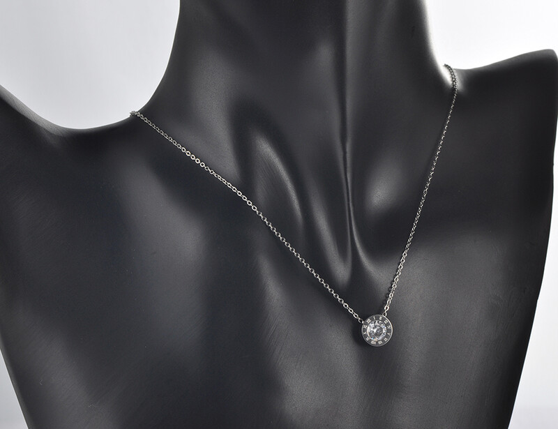 ZooMango cifre romane zirconiu cubic pandantiv colier cercei inel seturi de bijuterii din oțel titan pentru benzi de nuntă ZSE007P