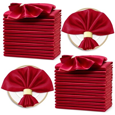 24 DB 30x30cm Esküvői sötétzöld szatén szalvéta nagykereskedés Puha asztali szalvéták romantikus karácsonyi bulihoz, vacsoraasztal dekorációhoz