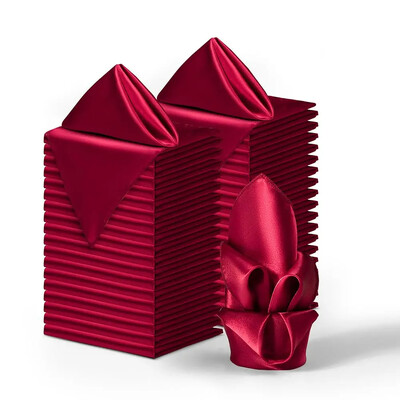 24 DB 30x30cm Esküvői sötétzöld szatén szalvéta nagykereskedés Puha asztali szalvéták romantikus karácsonyi bulihoz, vacsoraasztal dekorációhoz