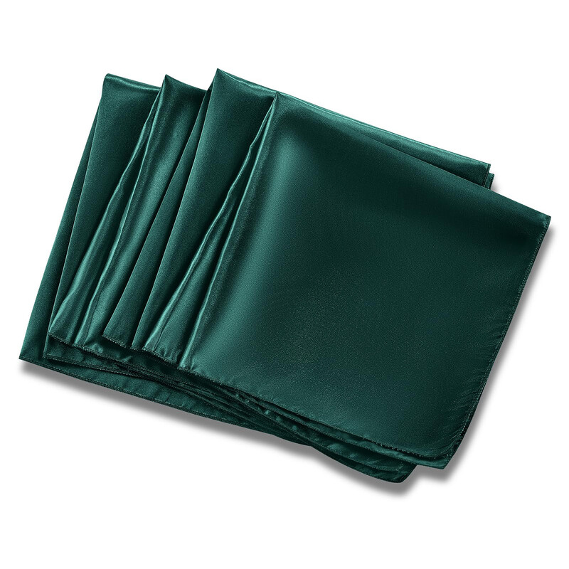 24 DB 30x30cm Esküvői sötétzöld szatén szalvéta nagykereskedés Puha asztali szalvéták romantikus karácsonyi bulihoz, vacsoraasztal dekorációhoz