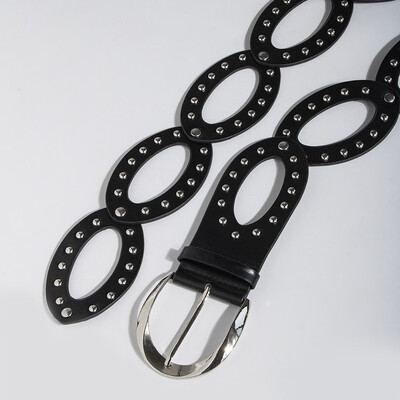 1db női fémes, vájt szegecs, széles deréköv nyaraláshoz, koncerthez/fesztiválhoz alkalmas fűzőöv