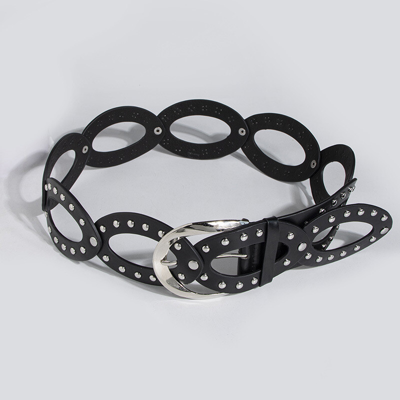 1db női fémes, vájt szegecs, széles deréköv nyaraláshoz, koncerthez/fesztiválhoz alkalmas fűzőöv