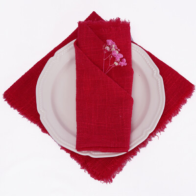 10db 32x32cm Géz pamut Esküvői szalvéták Újrafelhasználható zöld Trim Konyhatörlő Rusztikus Retro Burrs szalvéták buliasztal dekorációhoz