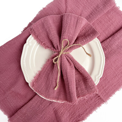 10db 32x32cm Géz pamut Esküvői szalvéták Újrafelhasználható zöld Trim Konyhatörlő Rusztikus Retro Burrs szalvéták buliasztal dekorációhoz