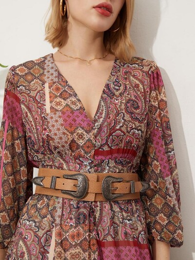 Cureaua elastica cu catarama dubla Curele cu talie larga pentru femei centura cu talie inalta