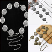 Vintage faragott nagy méretű kerek üreges deréklánc