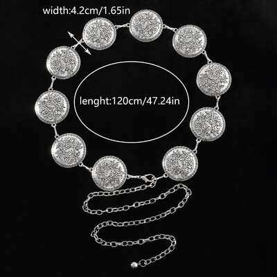 Vintage faragott nagy méretű kerek üreges deréklánc