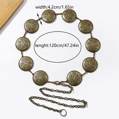 Vintage faragott nagy méretű kerek üreges deréklánc