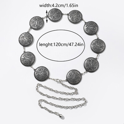 Vintage faragott nagy méretű kerek üreges deréklánc