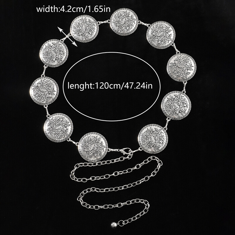 Vintage faragott nagy méretű kerek üreges deréklánc