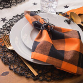 Set 6 servetele carouri Halloween 40x40cm, mese, decoratiuni de sarbatori