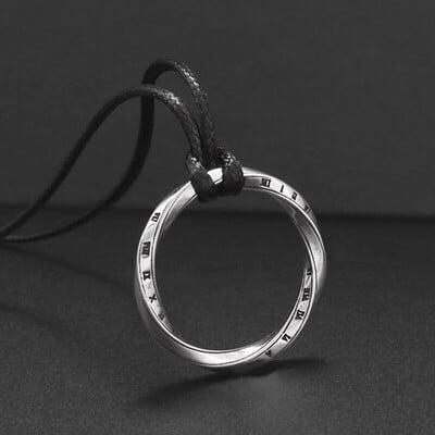 Mobius Time Loop skladací postriebrený geometrický prívesok náhrdelník pre mužov a ženy pár trendy voľnočasové šperky darček