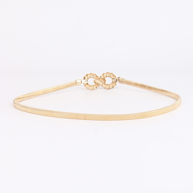 Moteriški metaliniai elastingi spyruokliniai auksiniai diržai moterims Klasikiniai ištraukiamo rašto sagtis juosmens Dekoravimo aksesuarai Suknelei