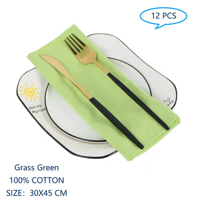 12 30x45 cm staltiesių servetėlių rinkinys Medvilninis patvarus audinys Daugkartinio naudojimo vienodos spalvos virtuvės pietums Velykų vestuvių dekoravimui