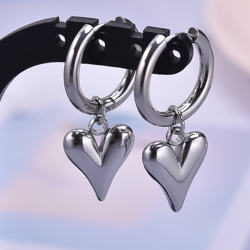 Bez izbalēšanas trīsdimensiju mīlestības rotaslietu komplekts sirds gredzens/auskari/kaklarota nerūsējošā tērauda gredzeni sievietēm aksesuāri dzimšanas dienas dāvana