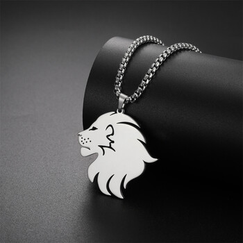 My Shape Lion Head Колиета за мъже Момчета от неръждаема стомана, рок, пънк, хип-хоп, животно, висулка, кутия, верига, чокър, бижута на едро