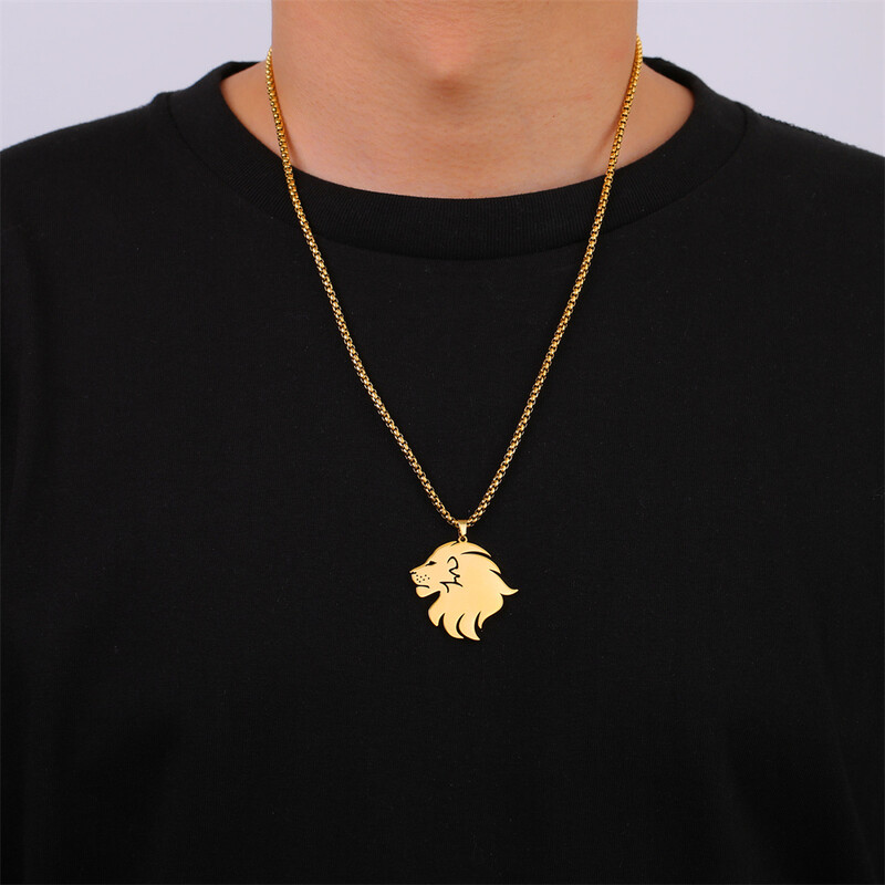 My Shape Lion Head Ogrlice za muškarce i dječake od nehrđajućeg čelika Rock Punk Hip Hop Kutija s privjeskom sa životinjama Lanac Choker Nakit Veleprodaja