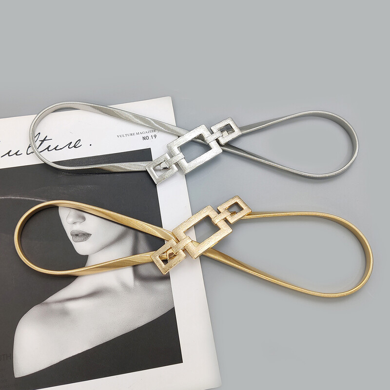 Cureaua de moda cu lanț de aur elastic, talie feminină, punk Y2K, curele din metal argintiu gotic pentru femei, centură de lux de înaltă calitate, aurie