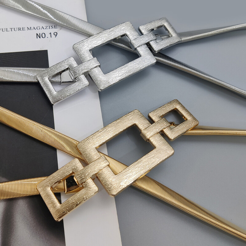 Cureaua de moda cu lanț de aur elastic, talie feminină, punk Y2K, curele din metal argintiu gotic pentru femei, centură de lux de înaltă calitate, aurie