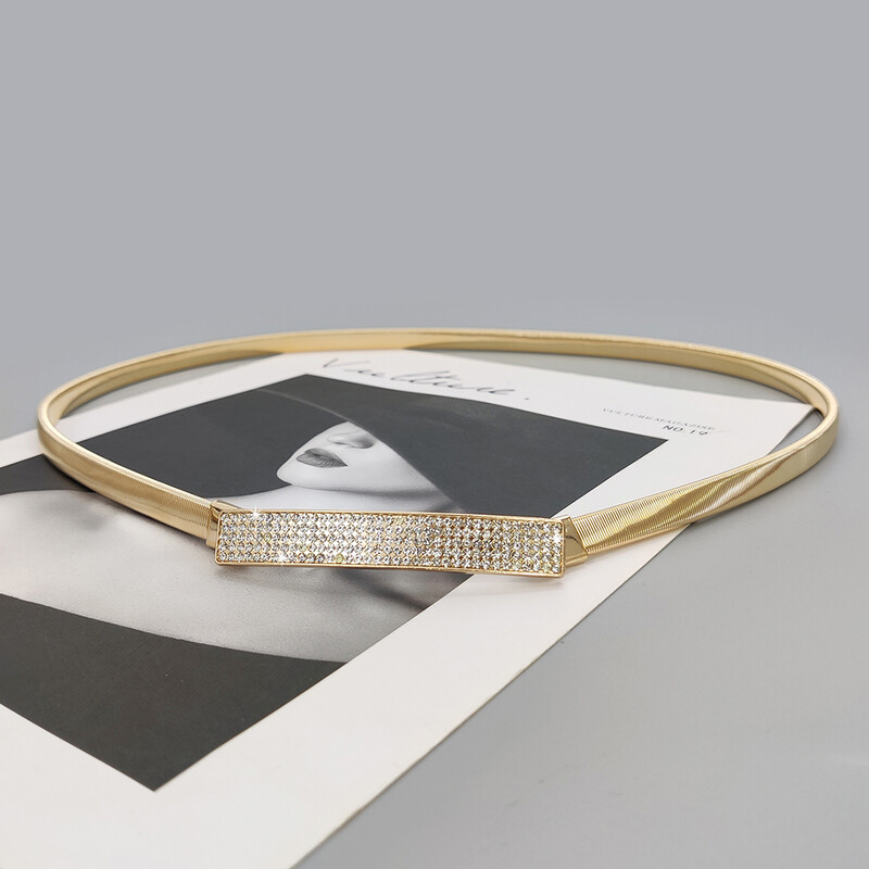 Elastinis auksinis grandinės diržas moteriškas juosmens punk Y2K sidabro metalo kalnų krištolinis diržas moterims Aukštos kokybės prabangus auksinis juosmuo