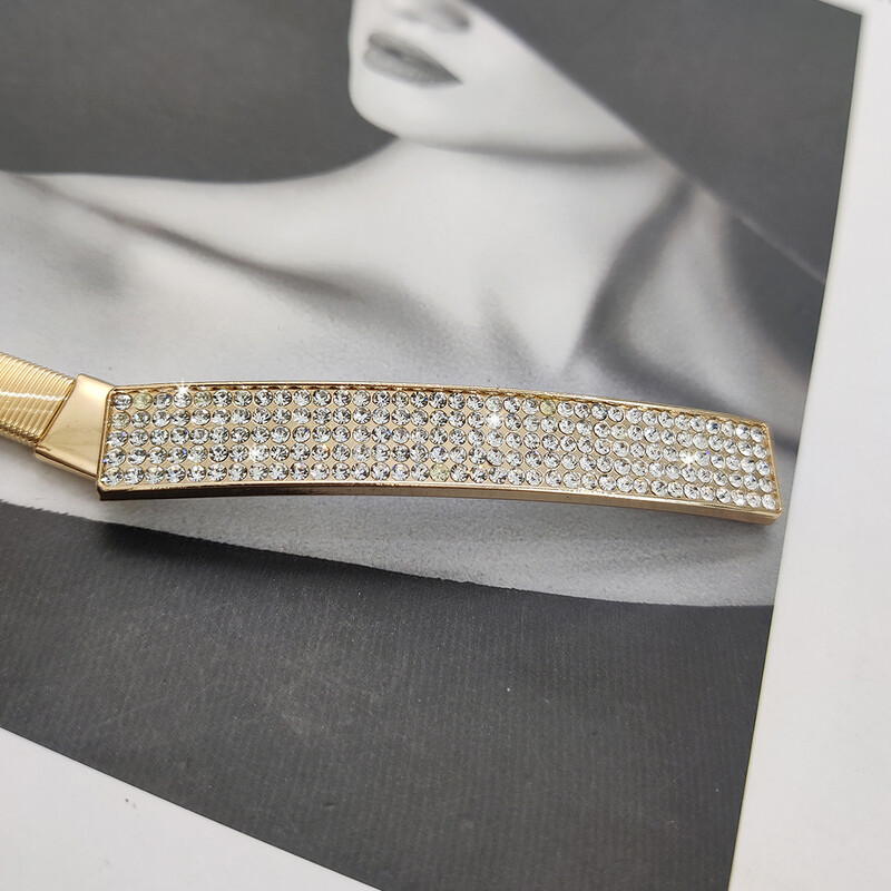 Elastinis auksinis grandinės diržas moteriškas juosmens punk Y2K sidabro metalo kalnų krištolinis diržas moterims Aukštos kokybės prabangus auksinis juosmuo