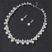 Gyöngy vintage strasszötvözetből koreai stílusú ékszerkészlet menyasszonyi esküvői ékszerkészlet női nyaklánc lógó fülbevaló barkácsolás