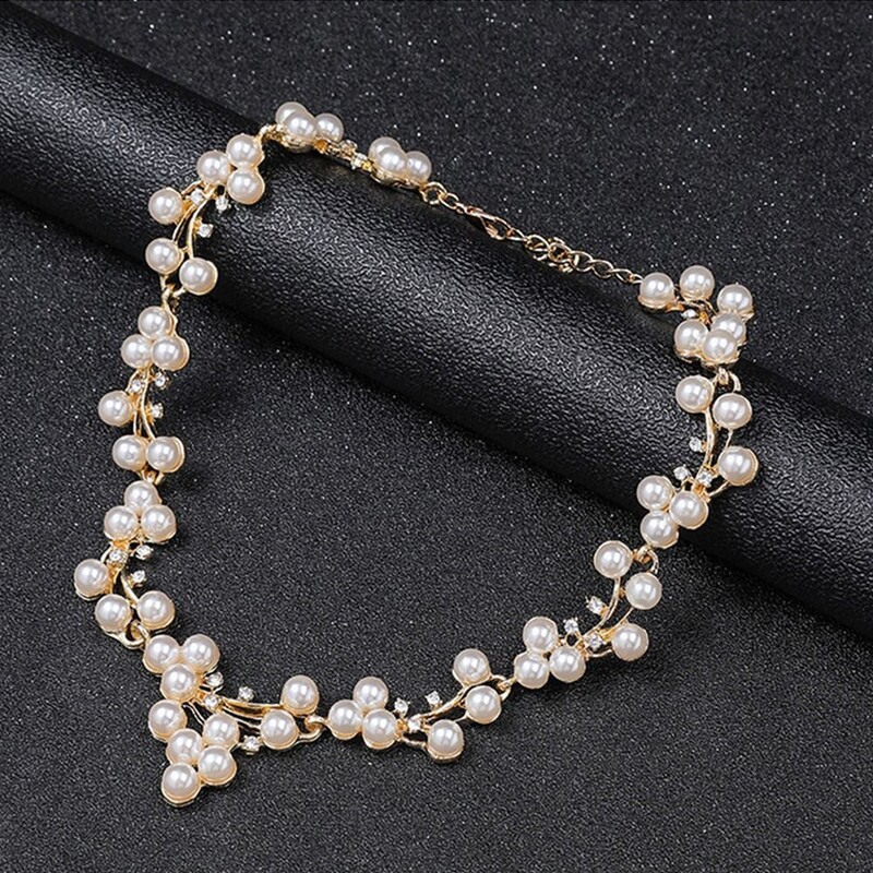 Gyöngy vintage strasszötvözetből koreai stílusú ékszerkészlet menyasszonyi esküvői ékszerkészlet női nyaklánc lógó fülbevaló barkácsolás