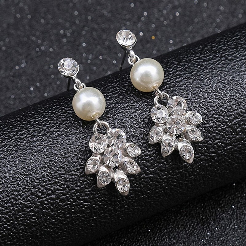 Gyöngy vintage strasszötvözetből koreai stílusú ékszerkészlet menyasszonyi esküvői ékszerkészlet női nyaklánc lógó fülbevaló barkácsolás