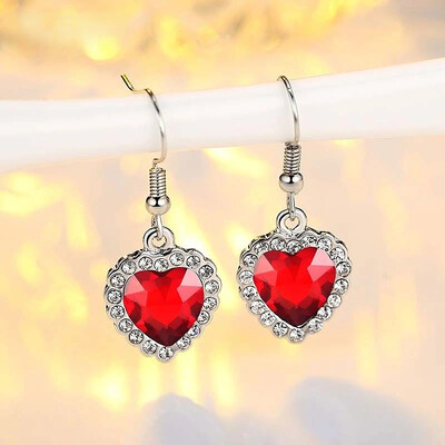 Γυναικείο βραχιόλι σκουλαρίκι κολιέ 3 τεμαχίων σετ ροδακινί καρδιά μπλε κρύσταλλο ζιργκόν Σετ κοσμημάτων Γυναικείο κόσμημα αρραβώνων γάμου