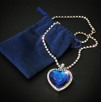 Γυναικείο βραχιόλι σκουλαρίκι κολιέ 3 τεμαχίων σετ ροδακινί καρδιά μπλε κρύσταλλο ζιργκόν Σετ κοσμημάτων Γυναικείο κόσμημα αρραβώνων γάμου