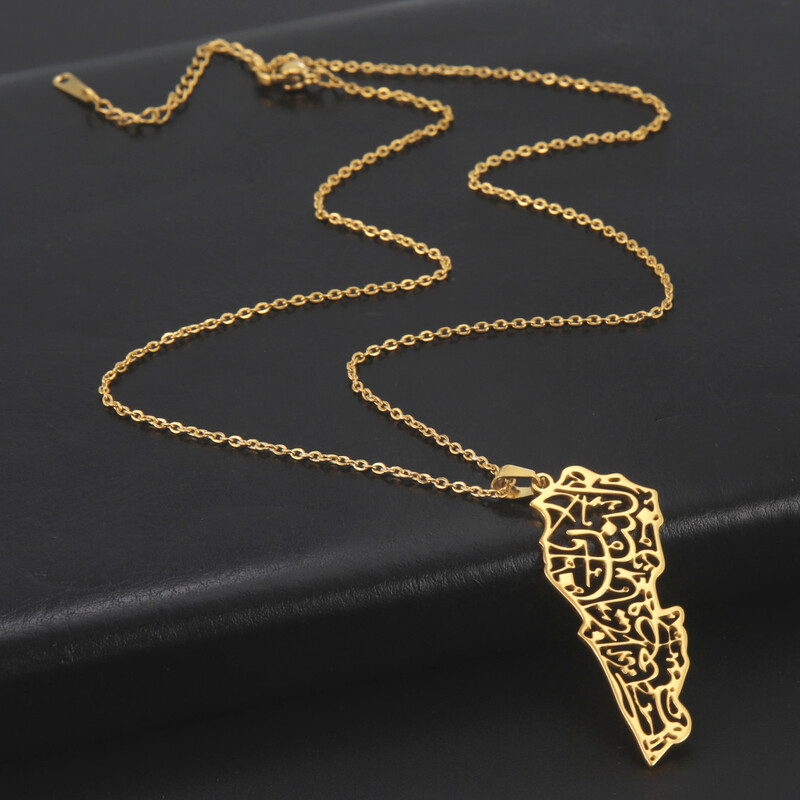 Teamer Liban Harta pandantiv colier bărbați țara geografie Liban Harta coliere din oțel inoxidabil pentru femei bijuterii cadou en-gros