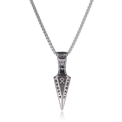 Vintage Nordic Rune Viking Strijela Privjesak Ogrlica Šarm Muška Ogrlica Nova moda Hip Hop Punk Dodaci Poklon za zabave Nakit