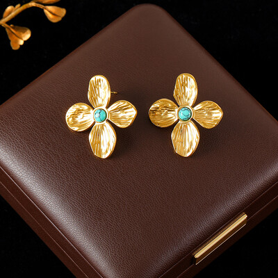 GANEMLY 316L nerūdijančio plieno perdėta gėlių karolių auskarų rinkinys moterims, mergaičių mados vandeniui atsparus papuošalų rinkinys, dovana moteriai