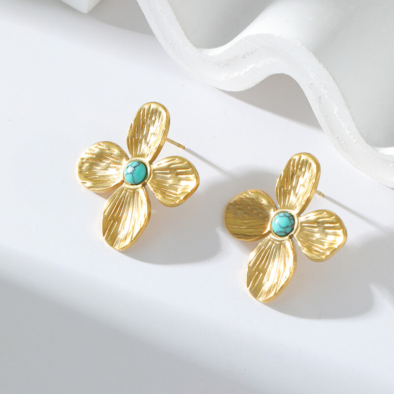 GANEMLY 316L nerūdijančio plieno perdėta gėlių karolių auskarų rinkinys moterims, mergaičių mados vandeniui atsparus papuošalų rinkinys, dovana moteriai