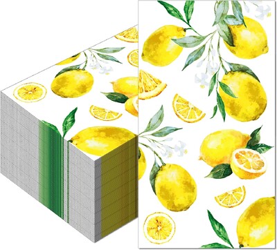 100 vnt. citrininės popierinės servetėlės 2 sluoksnių Havajų vienkartinis svečių kokteilių rankšluostis virtuvės vaisių teminiam vakarėliui, vestuvių valgomojo stalo dekoravimui