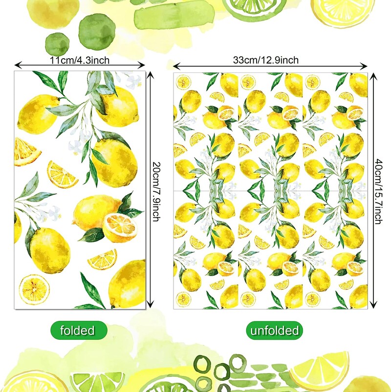 100 vnt. citrininės popierinės servetėlės 2 sluoksnių Havajų vienkartinis svečių kokteilių rankšluostis virtuvės vaisių teminiam vakarėliui, vestuvių valgomojo stalo dekoravimui