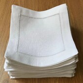 6 db Hemstitch koktélszalvéta natúr színű Fehér színű koktélszalvéta