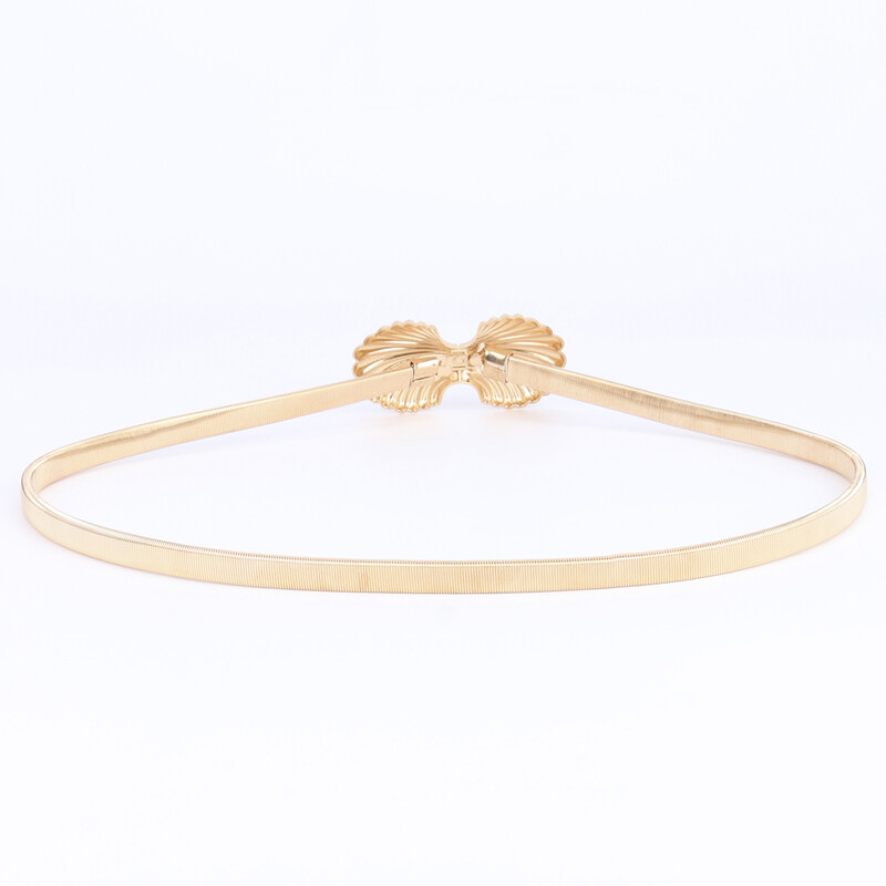 Dámska teleskopická kovová tenká pracka na opasok Gold Spring Stretch Elastic pre kabáty, ozdobné doplnky do pása